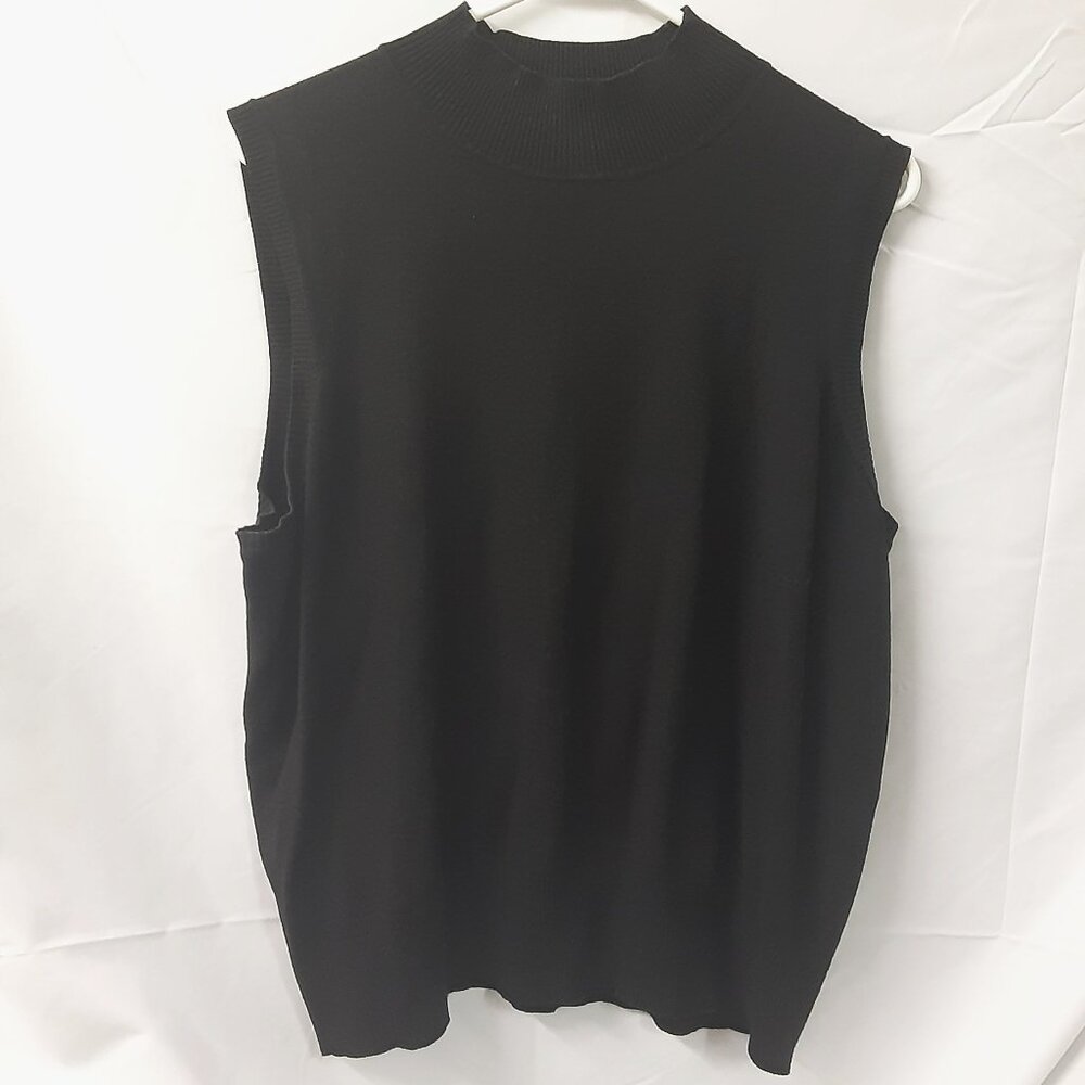 Judith Hart Silk Knit Blouse 2X Sleeveless Pullover Black Work Minimalist